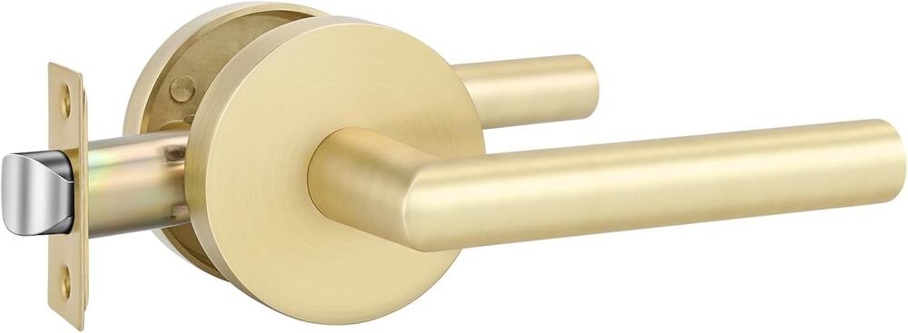 Goldenwarm Gold Closet Door Handles Interior, Brushed Brass Gold (1 Pack)